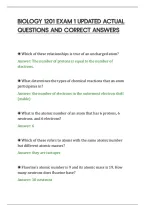 BIOLOGY 1201 EXAM 1 UPDATED ACTUAL&NewLine;QUESTIONS AND CORRECT ANSWERS&NewLine;
