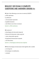 BIOLOGY 1201 EXAM 2 COMPLETE&NewLine;QUESTIONS AND ANSWERS GRADED A&plus;