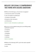 BIOLOGY 1201 EXAM 2 COMPREHENSIVE&NewLine;TEST PAPER WITH SOLVED QUESTIONS&NewLine;