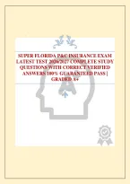 SUPER FLORIDA P&C INSURANCE EXAM LATEST TEST 2026&sol;2027 COMPLETE STUDY QUESTIONS WITH CORRECT VERIFIED ANSWERS 100&percnt; GUARANTEED PASS &vert; GRADED A&plus;