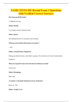 TAMU ENTO 201 Bernal Exam 1 Questions&NewLine;with Verified Correct Answers