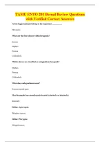 TAMU ENTO 201 Bernal Review Questions&NewLine;with Verified Correct Answers
