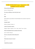 TAMU ENTO 201 Exam 1 Questions with&NewLine;Verified Correct Answers