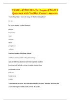 TAMU- ATMO 201- Dr&period; Logan- EXAM 1&NewLine;Questions with Verified Correct Answers