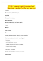 TCDHA Anatomy and Physiology Test 1&NewLine;Questions with Verified Correct Answers