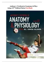 TEST BANK For Anthony&rsquo;s Textbook of Anatomy and Physiology&comma; 22ndEdition by Patton&comma; Verified Chapters 1 - 48&comma; Complete Newest Version ISBN-978-0443115233
