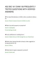 ASU BIO 181 EXAM 100 FREQUENTLY&NewLine;TESTED QUESTIONS WITH VERIFIED&NewLine;ANSWERS