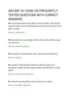 ASU BIO 181 EXAM 100 FREQUENTLY&NewLine;TESTED QUESTIONS WITH CORRECT&NewLine;ANSWERS