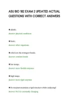 ASU BIO 182 EXAM 2 UPDATED ACTUAL&NewLine;QUESTIONS WITH CORRECT ANSWERS
