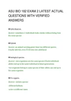 ASU BIO 182 EXAM 2 LATEST ACTUAL&NewLine;QUESTIONS WITH VERIFIED&NewLine;ANSWERS