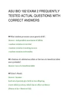 ASU BIO 182 EXAM 2 FREQUENTLY&NewLine;TESTED ACTUAL QUESTIONS WITH&NewLine;CORRECT ANSWERS