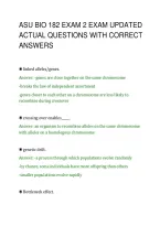 ASU BIO 182 EXAM 2 EXAM UPDATED&NewLine;ACTUAL QUESTIONS WITH CORRECT&NewLine;ANSWERS