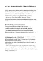 NUR 3805 EXAM 1 QUESTIONS & STUDY GUIDE 2026&sol;2027
