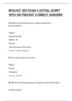 BIOLOGY 1201 EXAM 3 ACTUAL SCRIPT&NewLine;WITH 100 PERCENT CORRECT ANSWERS&NewLine;
