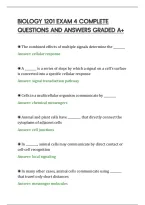 BIOLOGY 1201 EXAM 4 COMPLETE&NewLine;QUESTIONS AND ANSWERS GRADED A&plus;
