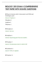 BIOLOGY 1201 EXAM 4 COMPREHENSIVE&NewLine;TEST PAPER WITH SOLVED QUESTIONS