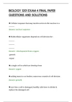 BIOLOGY 1201 EXAM 4 FINAL PAPER&NewLine;QUESTIONS AND SOLUTIONS