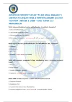 ADVANCED PATHOPHYSIOLOGY NS 838 EXAM 2026&sol;2027 &vert; 150 HIGH-YIELD QUESTIONS & VERIFIED ANSWERS &vert; LATEST TEST PREP &vert; RECENT & MOST TESTED TOPICS &vert; A&plus; PREPARATION