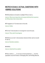 BIOTECH EXAM 2 ACTUAL QUESTIONS WITH&NewLine;VERIFIED SOLUTIONS&NewLine;