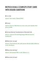 BIOTECH EXAM 2 COMPLETE STUDY GUIDE&NewLine;WITH SOLVED QUESTIONS&NewLine;