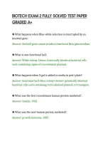 BIOTECH EXAM 2 FULLY SOLVED TEST PAPER&NewLine;GRADED A&plus;