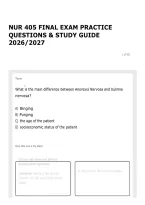 NUR 405 FINAL EXAM PRACTICE QUESTIONS & STUDY GUIDE 2026&sol;2027