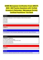 NAMS Menopause Certification Exam &lpar;MSCP&rpar; 2026 &vert; Practice Questions with Verified Answers & Rationales &vert; Menopause Society Certified Practitioner Test Bank