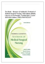 Test Bank for Brunner and Suddarth's Textbook of Medical-Surgical Nursing&comma; 16th Edition by Janice L Hinkle&comma; Kerry H&period; Cheever&vert; 9781975221133&vert; All Chapters&vert; LATEST