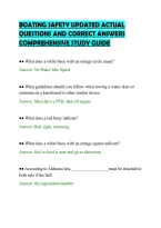 BOATING SAFETY UPDATED ACTUAL&NewLine;QUESTIONS AND CORRECT ANSWERS&NewLine;COMPREHENSIVE STUDY GUIDE&NewLine;