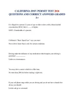 CALIFORNIA DMV PERMIT TEST 2026 QUESTIONS AND CORRECT ANSWERS GRADED A&plus;&NewLine;&NewLine;