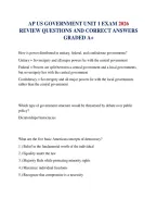 AP US GOVERNMENT UNIT 1 EXAM 2026 REVIEW QUESTIONS AND CORRECT ANSWERS  GRADED A&plus;