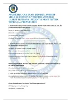 PROMETRIC CNA EXAM 2026&sol;2027 &vert; 350 HIGH-YIELD QUESTIONS & VERIFIED ANSWERS &vert; LATEST TESTBANK &vert; RECENT & MOST TESTED TOPICS &vert; A&plus; PREPARATION
