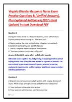 Virginia Disaster Response Nurse Exam&NewLine;Practice Questions & &lbrack;Verified Answers&rsqb;&comma;&NewLine;Plus Explained Rationales&vert;2027 Latest&NewLine;Update&vert; Instant Download PDF