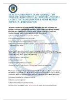 HEALTH ASSESSMENT EXAM 1 2026&sol;2027 &vert; 250 HIGH-YIELD QUESTIONS & VERIFIED ANSWERS &vert; LATEST TESTBANK &vert; RECENT & MOST TESTED TOPICS &vert; A&plus; PREPARATION