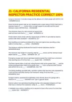 J1- CALIFORNIA RESIDENTIAL INSPECTOR PRACTICE CORRECT 100&percnt;