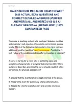 Galen College of Nursing NUR 242 Med-Surg Exam 2 &lpar;2026&rpar; &vert; 100 Actual Questions & Verified Detailed Answers &lpar;Graded A&plus;&rpar;&NewLine;