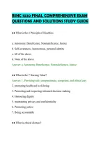 BSNC 1020 FINAL COMPREHENSIVE EXAM&NewLine;QUESTIONS AND SOLUTIONS STUDY GUIDE&NewLine;