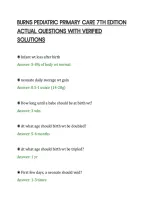 BURNS PEDIATRIC PRIMARY CARE 7TH EDITION&NewLine;ACTUAL QUESTIONS WITH VERIFIED&NewLine;SOLUTIONS