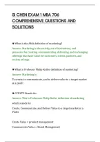 SI CHEN EXAM 1 MBA 706&NewLine;COMPREHENSIVE QUESTIONS AND&NewLine;SOLUTIONS
