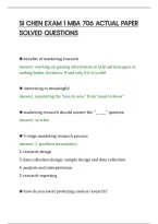 SI CHEN EXAM 1 MBA 706 ACTUAL PAPER&NewLine;SOLVED QUESTIONS