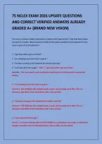 75 NCLEX EXAM 2026 UPDATE QUESTIONS&NewLine;AND CORRECT VERIFIED ANSWERS ALREADY&NewLine;GRADED A&plus; &lpar;BRAND NEW VISION&rpar;