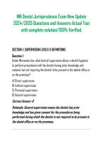 MN Dental Jurisprudence Exam New Update 2024&sol;2025 Questions and Answers Actual Test with complete solution&sol;100&percnt; Verified&period;