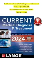 Test Bank for CURRENT Medical Diagnosis and Treatment 2023-2024&comma; 62nd Edition by Maxine A&period; Papadakis&comma; Stephen J&period; McPhee&comma; Michael W&period; Rabow & Kenneth R&period; McQuaid &ndash; Complete Chapters 1&ndash;42 with Verified Answers & Detailed Rationales