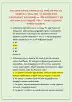 WISCONSIN NURSING JURISPRUDENCE EXAM AND PRACTICE &NewLine;EXAM NEWEST 2026&sol; 2027 TEST BANK&vert; NURSING &NewLine;JURISPRUDENCE WISCONSIN EXAM PREP WITH COMPLETE 300 &NewLine;REAL EXAM QUESTIONS AND CORRECT VERIFIED ANSWERS&sol; &NewLine;ALREADY GRADED A&plus; 