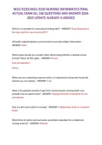 WGU D220 Nursing Informatics Final Exam &ndash; All 160 Questions and Answers 2024&ndash;2025 Update&comma; Already Graded