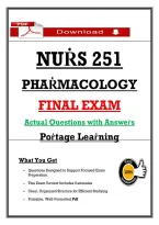 NUṘS 251 &NewLine;PHAṘMACOLOGY &NewLine;FINAL EXAM  &NewLine;Actual Questions with Answeṙs  &NewLine;Poṙtage Leaṙning
