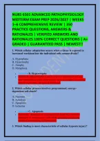 NURS 6501 ADVANCED PATHOPHYSIOLOGY MIDTERM EXAM PREP 2026&sol;2027 &vert; WEEKS 1&ndash;6 COMPREHENSIVE REVIEW &vert; 350 PRACTICE QUESTIONS&comma; ANSWERS & RATIONALES &vert; VERIFIED ANSWERS AND RATIONALES 100&percnt; CORRECT QUESTIONS &vert; A&plus; GRADED &vert; GUARANTEED PASS &vert; NEWEST&excl;&excl;