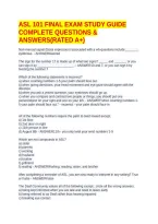 ASL 101 FINAL EXAM STUDY GUIDE COMPLETE QUESTIONS & ANSWERS&lpar;RATED A&plus;&rpar;&NewLine;&NewLine;