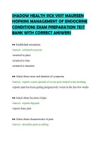 SHADOW HEALTH SICK VISIT MAUREEN&NewLine;HOPKINS MANAGEMENT OF ENDOCRINE&NewLine;CONDITIONS EXAM PREPARATION TEST&NewLine;BANK WITH CORRECT ANSWERS