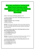 2026 Labor and Delivery Nursing Study &NewLine;Guide Practice Questions Answer &NewLine;Explanations Labor Stages Fetal Monitoring &NewLine;Birth Process Maternal Nursing &NewLine;Interventions 